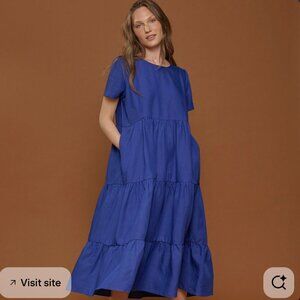 Tradlands Chalet Tiered Dress Marine Blue S